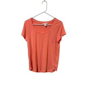 Athleta Size Small Stratus II Tee Coral Orange Short Sleeve Scoop Neck